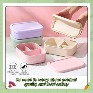 BPA Free Modern Square Stackable Silicone Snack <b>Lunch</b> Containers Lids Freshness Preservation Portable Toddler Food <b>Lunch</b> <b>Box</b> - Product Image 3