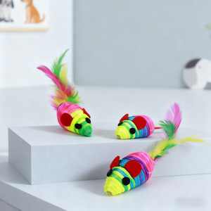 Colorful Striped <b>Cat</b> <b>Toy</b> Mouse Nylon Pet <b>Toy</b> 30g <b>Interactive</b> Play For <b>Cats</b> - Product Image 3