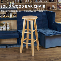 Tabouret de bar moderne en bois massif pour bar à domicile et usage hôtelier - Chaise haute de bar avec design rotatif écologique et structure en bois massif