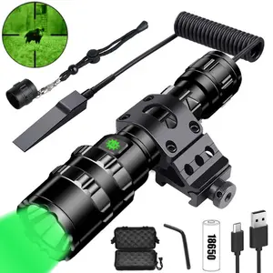 Lampe de poche tactique 1600 Lumens, torche Rechargeable par USB, imperméable, lampe de chasse avec pince, accessoires pour pistolet de chasse