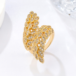 NYH 패션 18K 금도금 지르콘 오픈 링 조절 가능한 큰 하트 모양 지르콘 반지 (남녀공용) - Product Image 5