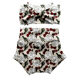 Set bando bayi laki-laki perempuan, ikat kepala cetakan kustom motif bunga Natal - Product Image 2