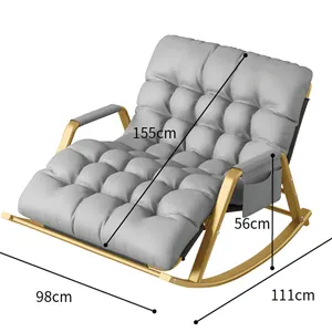 Sedia a dondolo con bouclé da salone reclinabile girevole per soggiorno divano a doppio bilanciere con larghezza extra