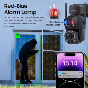 SECTEC nouveauté 24/7 6MP toujours en vidéo double objectif vitesse dôme <span class=keywords><strong>PTZ</strong></span> 36X Zoom 4G batterie sécurité 30W CCTV caméra solaire - Product Image 4