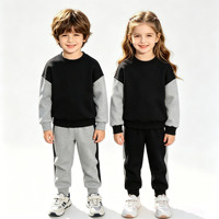 Ensemble de vêtements de sport pour enfants tendance, couleur contrastée, tenue décontractée personnalisée pour l'automne