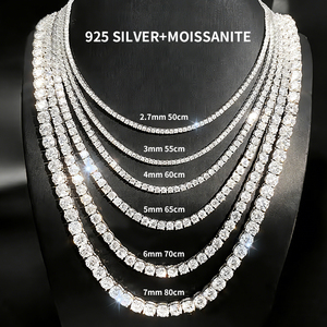 เครื่องประดับคิริน GIA IGI ผ่านการทดสอบ ฮิปฮอป มอยส์ซาไนต์ เงินแท้ 925 สร้อยเทนนิสมอยส์ซาไนต์ VVS ขนาด 2.7 มม. 3 มม. 4 มม. 5 มม. สร้อยคอโมอิสซาไนต์ - Product Image 1