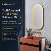 Miroir LED intelligent au design moderne, forme arquée, interrupteur tactile, miroir de salle de bain éclairé pour appartement