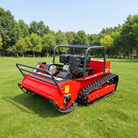 Mesin Pemotong Rumput Lereng RC Efisiensi Tinggi Lebar 1 Meter, Pemotong Semak Robotik Beroda Rantai Tugas Berat Dengan Motor Kembar 1260W untuk Perawatan Kebun Surya