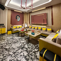 Juego de Muebles de Cuero Genuino Comercial para Club Nocturno, Diseño Moderno para Discoteca, Sofá VIP para KTV, Muebles para Sala de Estar