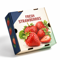 Boîte d'emballage plate personnalisée pour cerises, carton ondulé pour fruits avec trous d'aération pour la chaîne du froid et les packs cadeaux de détail