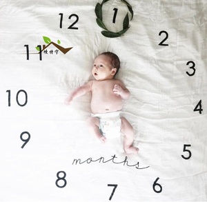 <span class=keywords><strong>Amazon</strong></span> Venta caliente 100% de franela de lana manta de bebé más suave recién nacido fotografía creciente bebé hito bebé Manta - Product Image 4