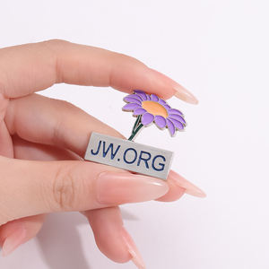 Broche de Flor <span class=keywords><strong>JW</strong></span> ORG Pin Esmaltado Creativo Morado Romántico Regalos Florales para Mujer Insignia para Solapa de Mochila Joyería - Product Image 1