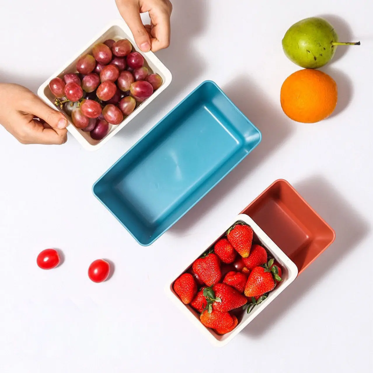 Caja de almacenamiento cuadrada para aperitivos, contenedor de dulces de escritorio para el hogar, doble capa, para melón, semillas, divinidad