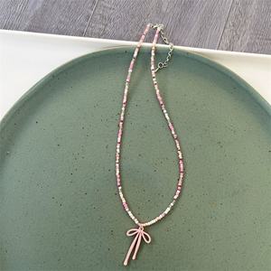 Nuevo Estilo Elegante Collar con Colgante Boho, Cadena de Cuentas, Joyería de Fiesta para Mujer, Gargantilla de Resina Acrílica con Lazo para Niñas - Product Image 5