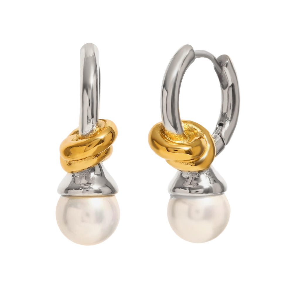Knotted heart pearl earrings - two colors