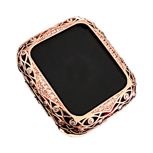 Coque de luxe en cuivre sculpté Tschick pour <span class=keywords><strong>Apple</strong></span> <span class=keywords><strong>Watch</strong></span> 44/40 mm 42/38 mm, avec strass, pour iWatch Series 7 <span class=keywords><strong>SE</strong></span>/6/5 45 mm 41 mm - Product Image 1