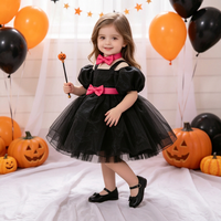 Robe de bal tutu formelle à imprimé floral mignon pour filles de 1 à 3 ans - Longueur genou, col court, manches courtes, respirante, avec nœud
