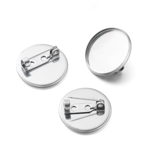 Base de broche ronde en acier inoxydable avec épingle et fermoir pour la fabrication de bracelets, composant de bijoux DIY - Product Image 5
