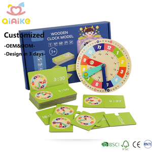 Reloj de Madera para Aprender Matemáticas, Material Didáctico para Niños de Primaria (4-6 Años) - Primer Grado, Juego Educativo para Aprender a Ver las Horas - Product Image 1