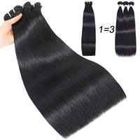 Lots de Cheveux Naturels Brésiliens Vierges Super Double Drawn Lisses Comme des Baguettes, Extensions de Cheveux Humains Bruts 9A, Permanente