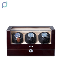 Luxueux remontoir de montre automatique à 3 fentes vitrine en bois et daim avec doublure en cuir stockage sûr pour montres en acrylique