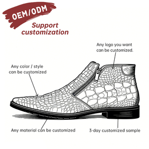 Bottes montantes pour hommes sur mesure OEM en cuir de vachette imperméable, rehaussantes, à fermeture éclair, pour un look tendance à bout pointu - Product Image 3