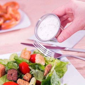 Vente en gros de coupelles à sauce en acier inoxydable de 2,5 oz, coupelles rondes individuelles pour condiments, ramequins de qualité commerciale, coupelles à sauce pour trempettes - Product Image 3