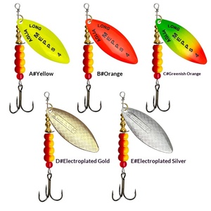 Leurre de pêche transfrontalier en forme de saule, jig en cuivre <span class=keywords><strong>Mepps</strong></span>, spinners multicolores à rotation 360° avec paillettes, vente en gros de leurres artificiels - Product Image 5