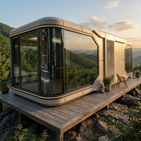 Maison Capsule en Acier Préfabriquée de Luxe à Vendre : Design Moderne, Mobile, 1 ou 2 Chambres, Idéale pour Complexes Touristiques