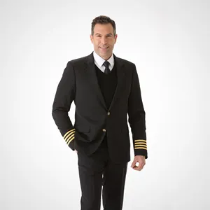 Zwart Emiraten Singapore Airline Uniform Piloot Uniform Pilot Blazer Met Epaulet