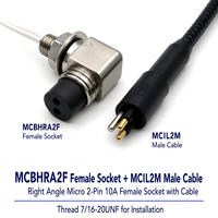 HYSF SUBSEA Micro Connecteur Subaquatique Étanche à Angle Droit 2 Broches 10A, Ensemble Prise Femelle MCBHRA2F et Câble Mâle MCIL2M 7/16-20UNF