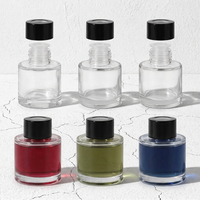 Flacons diffuseurs de parfum DIY de luxe rechargeables pour la maison, en verre rond, 50 ml, avec bouchon intérieur et capuchon noir