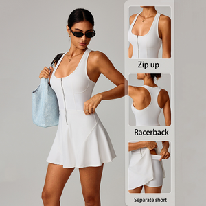 Robe d'été pour femme avec logo personnalisé, dos nu, sans manches, avec short, 2 pièces, effet seconde peau, pour badminton, golf, padel, tennis - Product Image 6