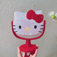 Souvenirs Cadeau Artiste De Luxe Strass Cosmétique Vanité Cristal Diamant Dortoir Table Bling KT Miroir De Maquillage Pour Hello Kitty