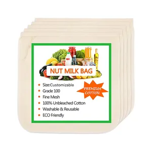 Hot Seller 200 Micron STRAINER Reusable Organic Nut Milk Bag Mesh Filter Bag For Almond Milk