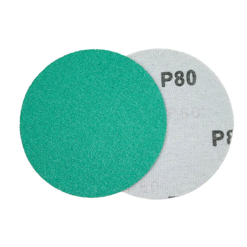 Customizable 6inch Round Sand Paper Disc Green Film Backing Sand Paper Disc 80 Grit for Polishing Car