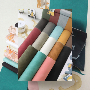 نسيج جلد مدبوغ صناعي ناعم من البوليستر للمواسم الأربعة مخصص للوزن الثقيل ، جاكيت للمواسم الأربعة ، نسيج منسوج ، غزل عادي مصبوغ - Product Image 3