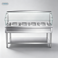 Chauffe-Plats Électrique Professionnel avec Cloche en Verre, 4 Compartiments, Contrôle de Température pour Comptoir de Service et Bac à Soupe de Cantine