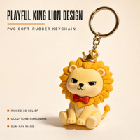 Porte-clés de voiture 3D amusant au design du Roi Lion, porte-clés en caoutchouc souple PVC avec logo personnalisé du fabricant