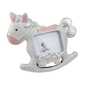 Marco de Fotos de Plástico Rosa con Diseño de Caballo Balancín, 35x45 mm - Product Image 1