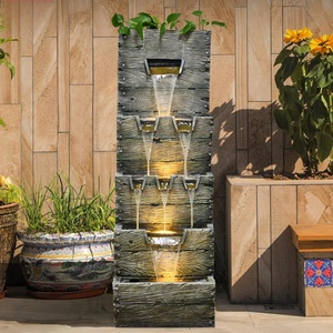 Style pastoral décoratif rocaille fontaine d'<span class=keywords><strong>eau</strong></span> Feng Shui roue pierre meulage étang à poissons Sculpture résine jardin ornement - Product Image 1