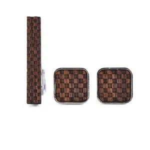 新品上市木质袖扣和领带夹套装 (带礼品盒)