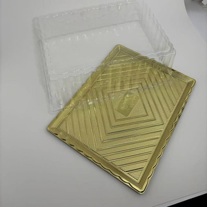 Scatola per Alimenti in PET Riciclato con Logo Personalizzato, Contenitore Rettangolare Grande Dorato Trasparente per Confezionamento di Torte, Uvetta, Toast e Prodotti da Forno - Product Image 5