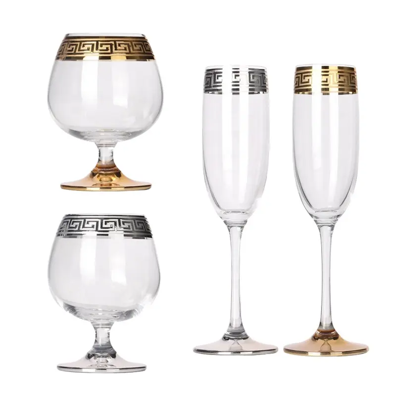 Wholesale Lead-Free High-Grade Crystal Champagne Wine And Champagne Glasses Glass Cup With Golden Rim