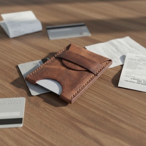 Portefeuille Homme en Cuir Véritable de Vachette, Format Court, avec Poche Avant, Porte-Cartes RFID Fin, Doublure en Nylon Portable - Product Image 2