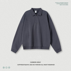 <span class=keywords><strong>Polo</strong></span> da uomo in pile di cotone 100% tinta unita stile americano a maniche lunghe ampia <span class=keywords><strong>Polo</strong></span> da uomo traspirante Casual - Product Image 5