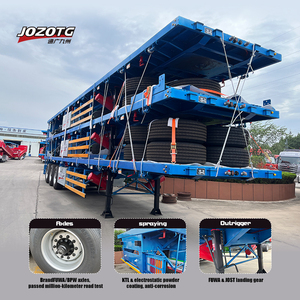 JOZOTG 3 4 <span class=keywords><strong>essieux</strong></span> 30 50 tonnes 20 pieds 40 pieds Suspension pneumatique à pneu unique Essieu avant élévateur semi-<span class=keywords><strong>remorque</strong></span> à plat pour l'Arabie saoudite - Product Image 3