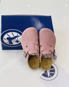 Birkenstocks, sandalias <span class=keywords><strong>Boston</strong></span> para mujer, Media zapatilla, alta calidad, Vintage, negro, punta cuadrada, tallado con láser, planos, sin cordones, estampados de animales - Product Image 1