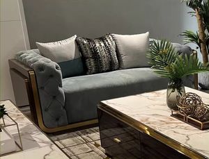 MR Mobilier de luxe personnalisé haut de gamme Canapé de salon au design italien Canapé en velours ou en cuir pour villa - Product Image 2