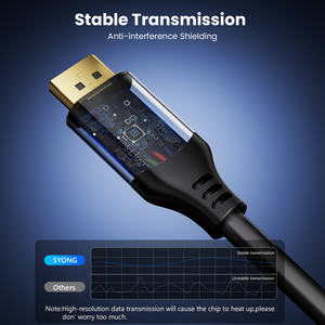 Cable SYONG <span class=keywords><strong>DisplayPort</strong></span> a HDMI de 6 Pies (4K60Hz, 1440P/2K120Hz) Unidireccional Display Port <span class=keywords><strong>1.2</strong></span> a HDMI 2.0 con Cable Trenzado para Computadoras de Escritorio - Product Image 4